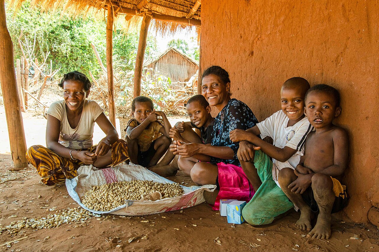 A family at home in Madagascar