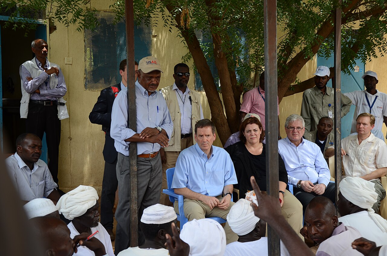 Community leaders in conversation in Darfur, Sudan